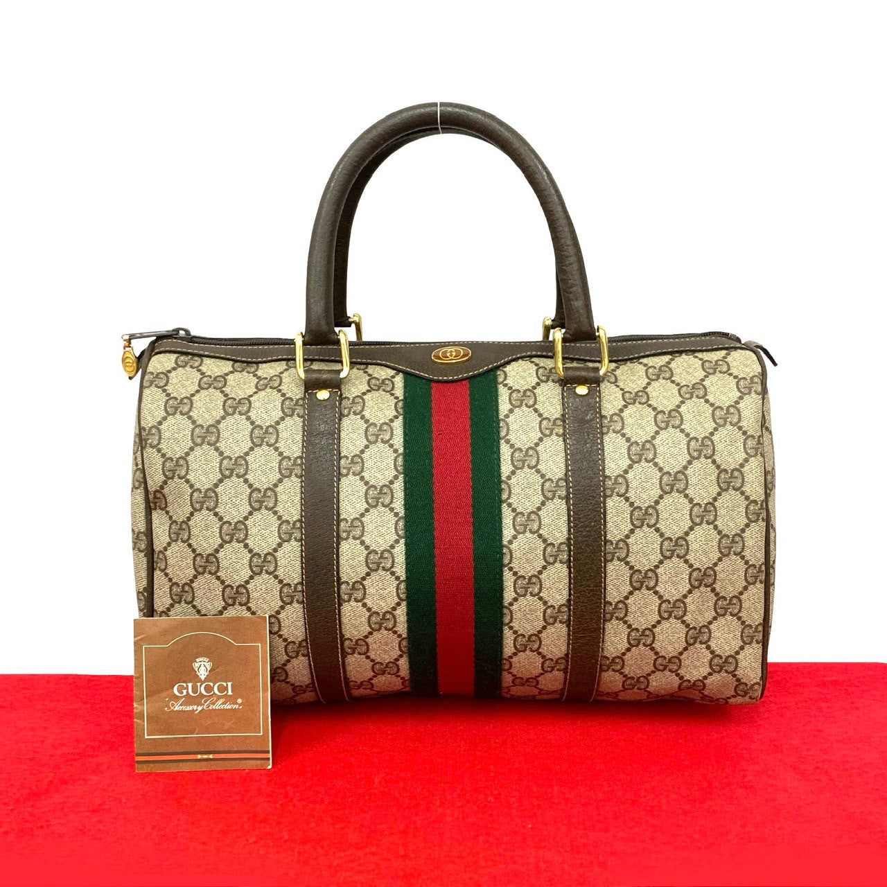 Gucci Pvc Handbag Leather Logo Travel Bag Leather Handbag