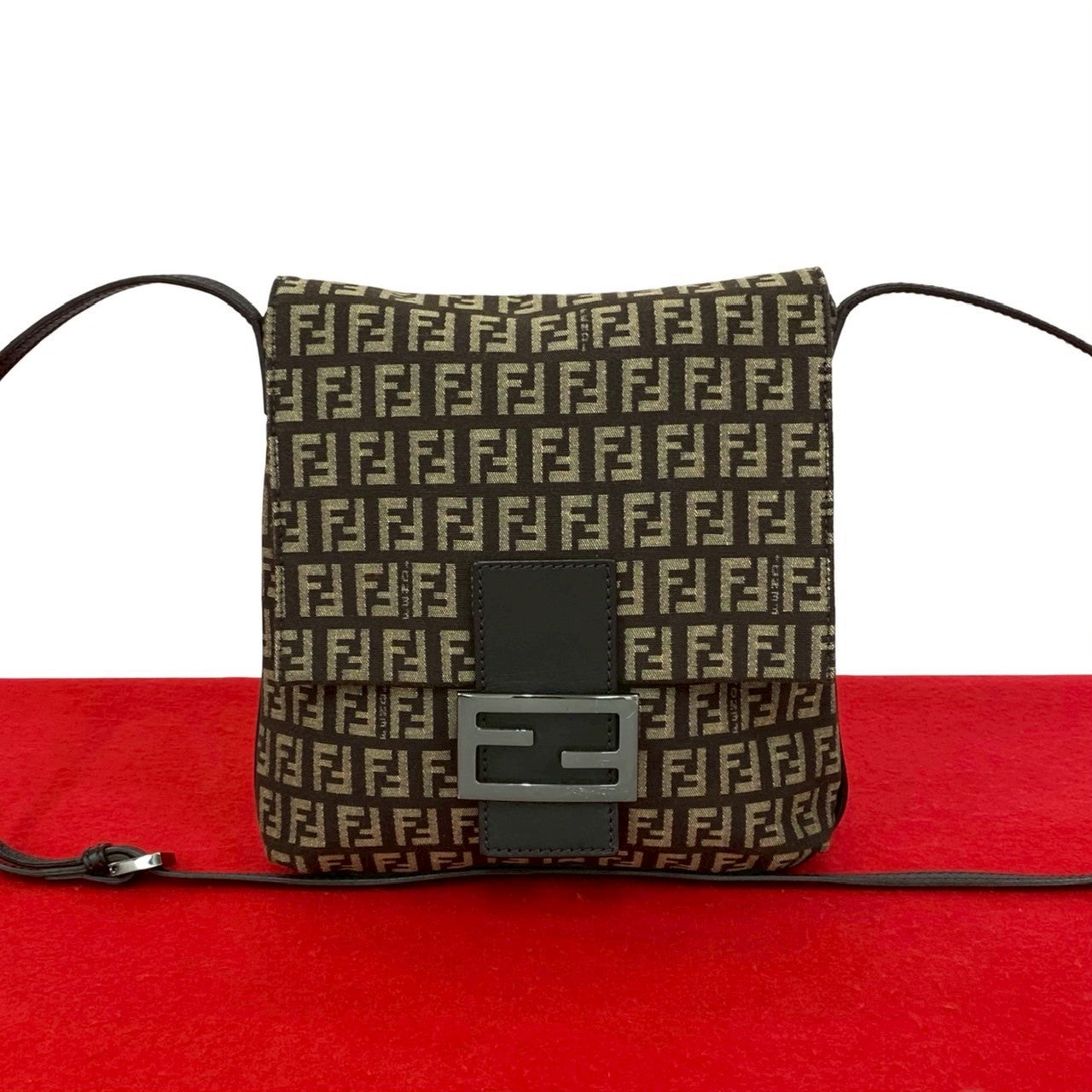 Fendi Zucchino Shoulder Bag Leather Canvas Shoulder Bag 3