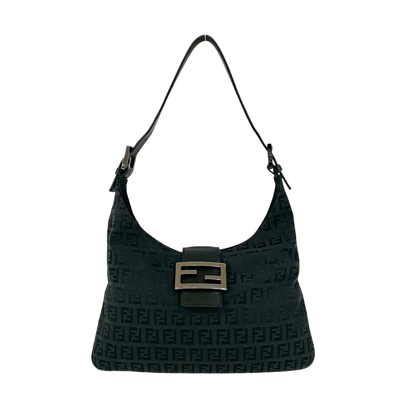 Fendi Zucchino Ff Shoulder Bag Leather Canvas