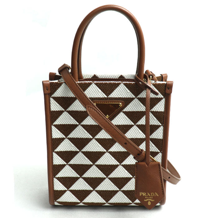 Prada Symbol Fabric 2Way Shoulder Bag Embroidered