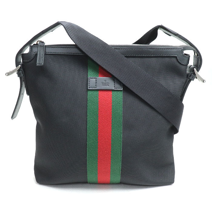Gucci Web Sheline Shoulder Bag Leather Canvas