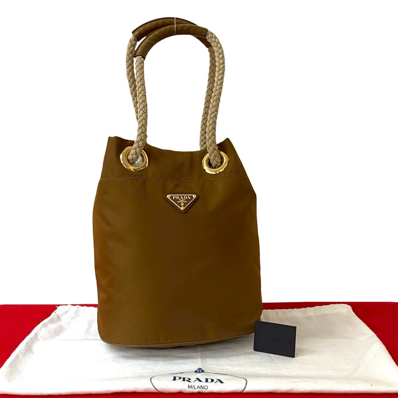 Prada Marina Re Shoulder Bag Leather Nylon