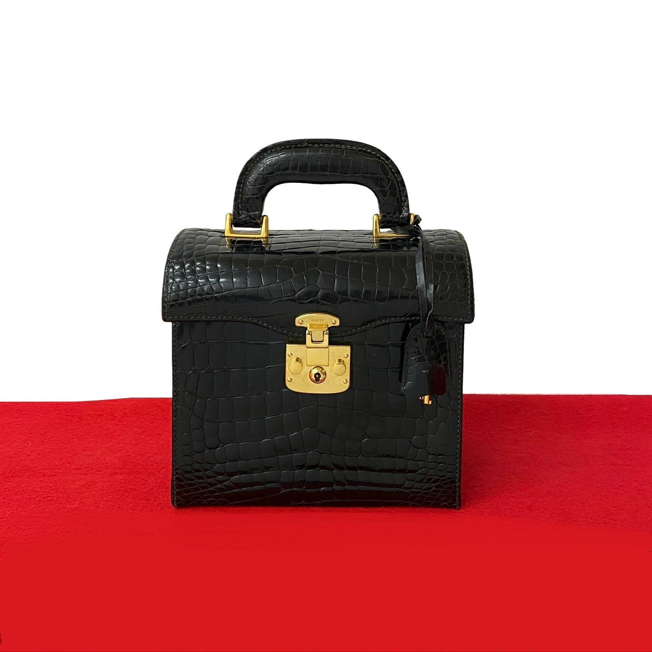 Gucci Lady Lock Crocodile Handbag Leather Travel Bag