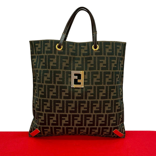 Fendi Zucca Ff Tote Bag Leather Canvas