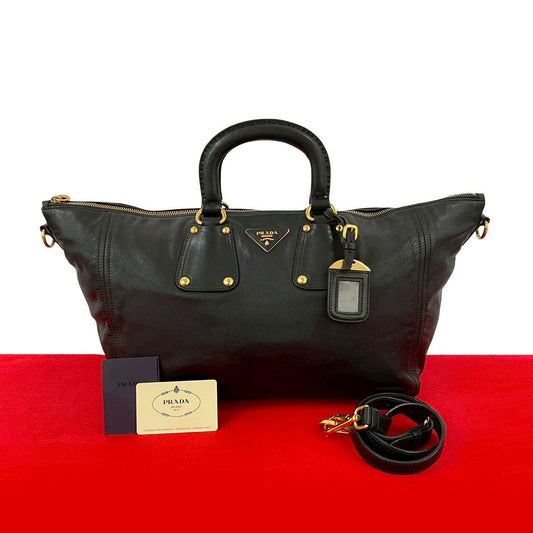 Prada 2Way Handbag Leather Travel Bag 2Way Handbag 6