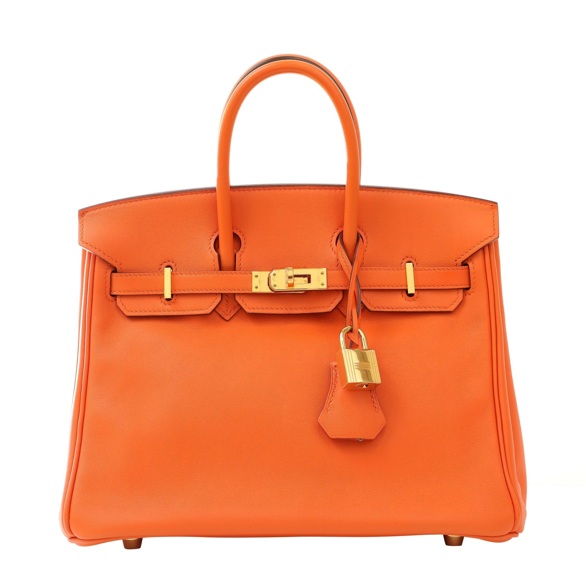 Hermes Swift Birkin W Hardware Handbag Gold Orange Travel Bag