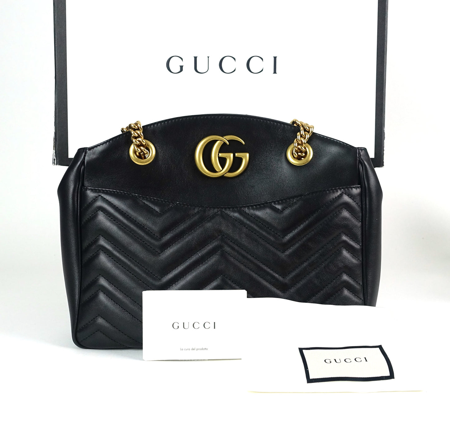 Gucci Marmont Chevron Tote Bag Leather Matelasse Shoulder Bag