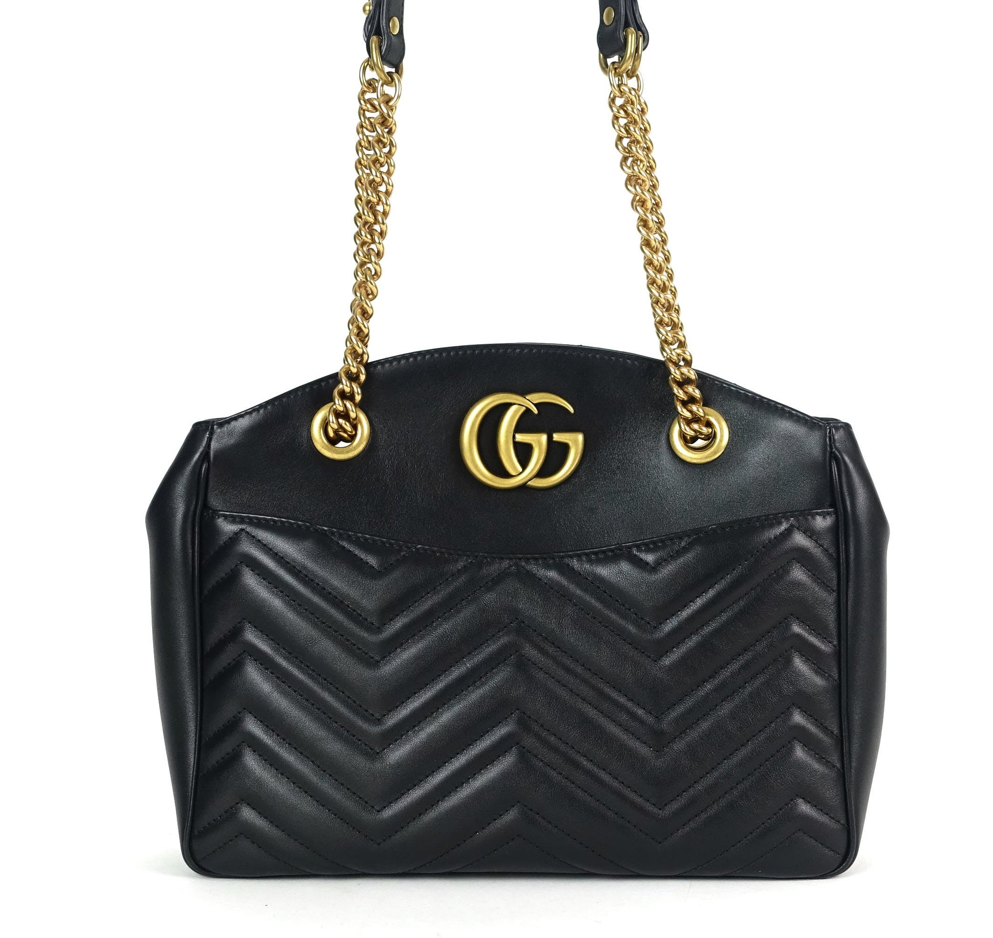 Gucci Marmont Chevron Tote Bag Leather Matelasse Shoulder Bag