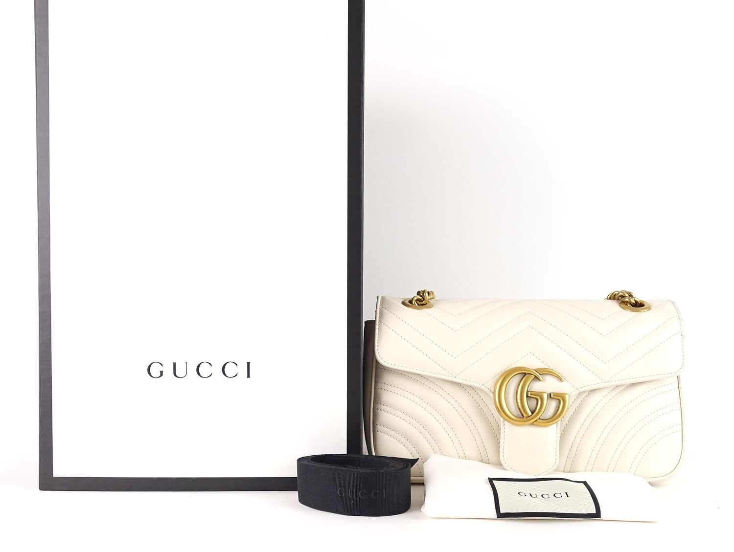 Gucci Marmont Chevron Bag Leather Matelasse Shoulder Bag Bag Oc272