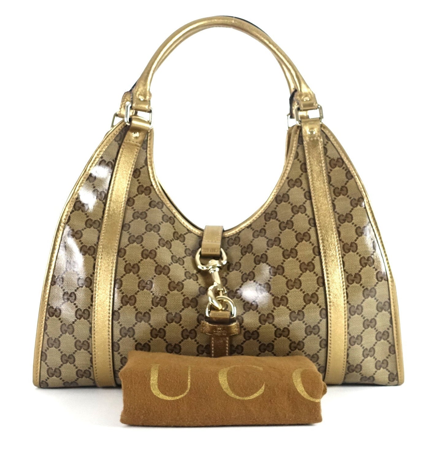 Gucci Jackie Crystal Coated Bag Canvas Monogram Travel Bag
