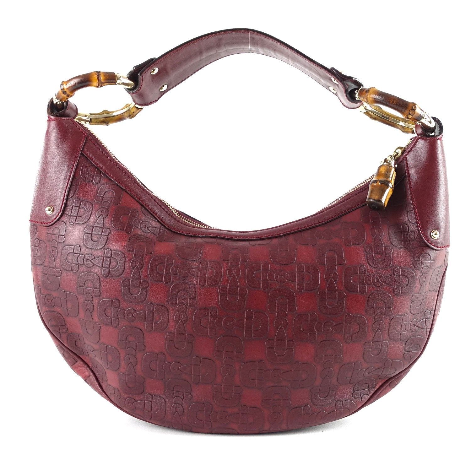 Gucci Embossed Bamboo Ring Hobo Bag Leather Jewelry
