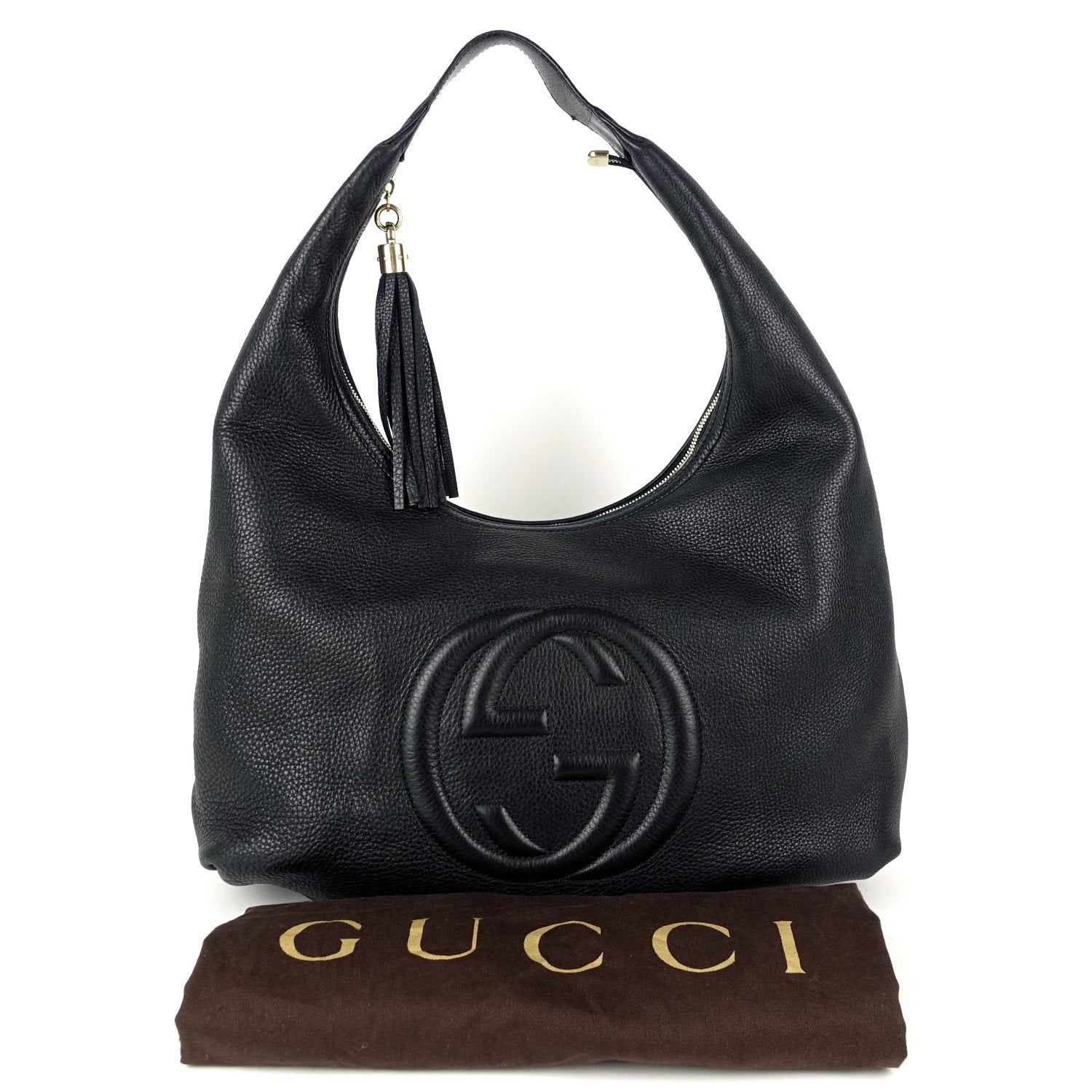 Gucci Soho Calf Hobo Bag Leather Large Travel Bag