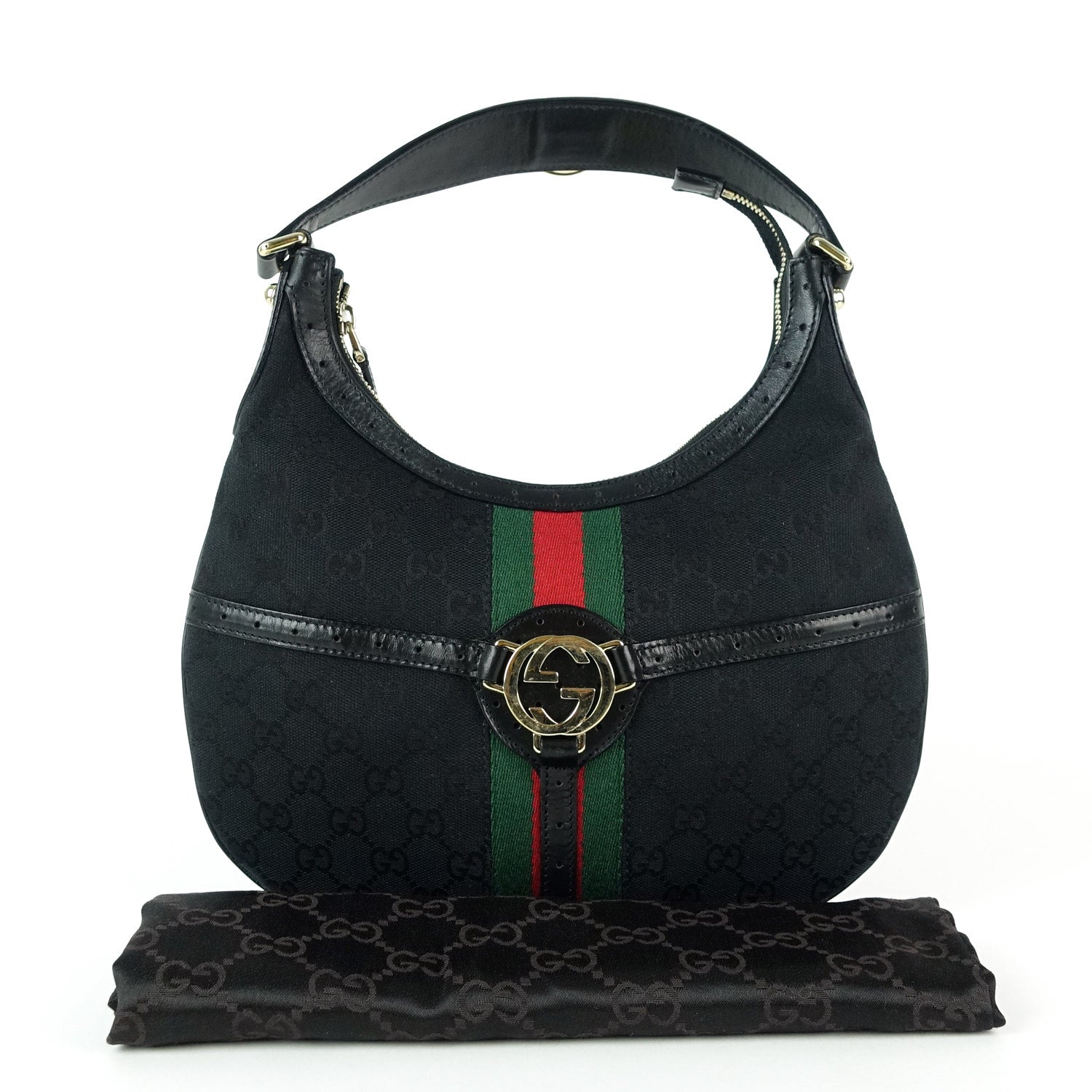 Gucci Web Reins Hobo Bag Canvas Monogram Travel Bag