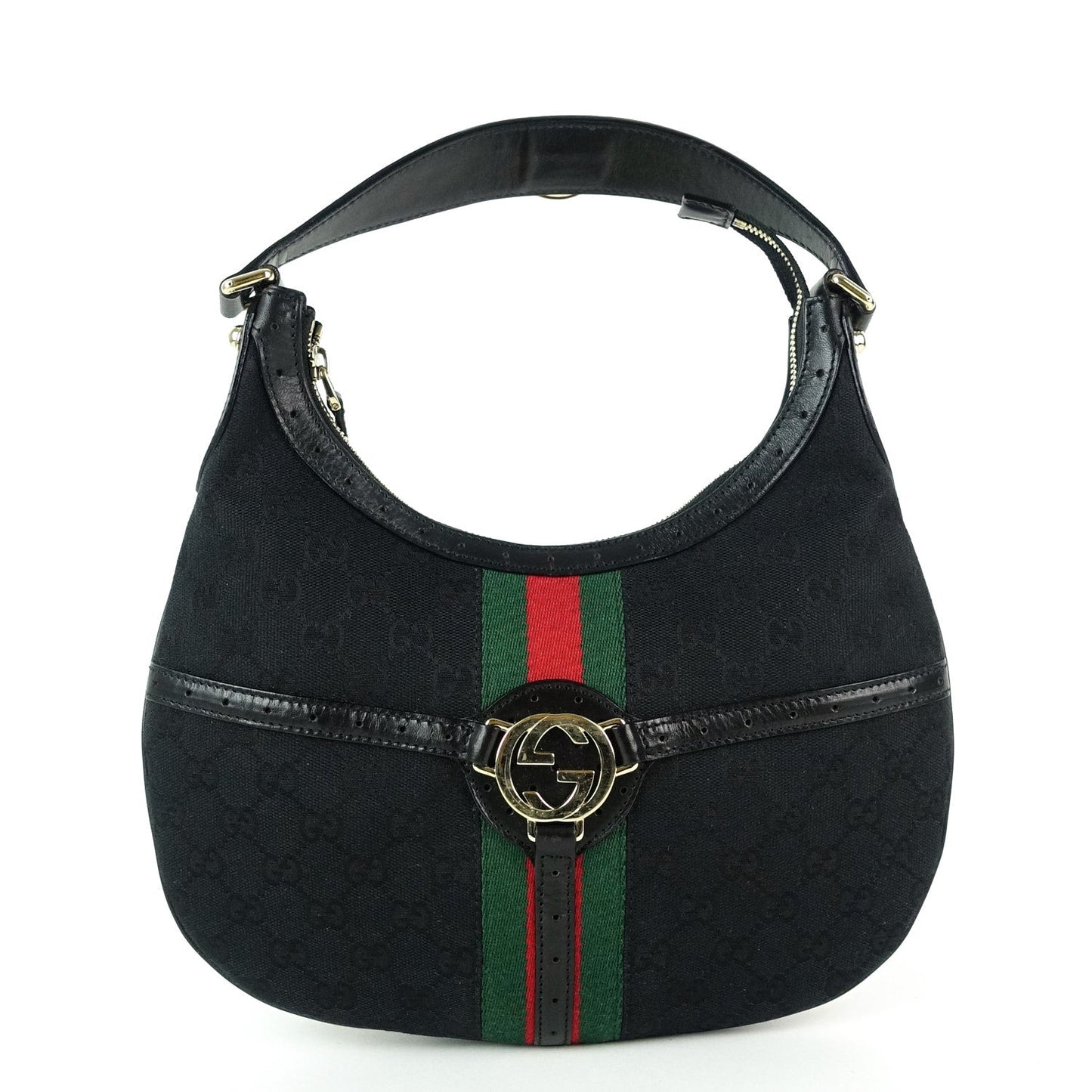 Gucci Web Reins Hobo Bag Canvas Monogram Travel Bag