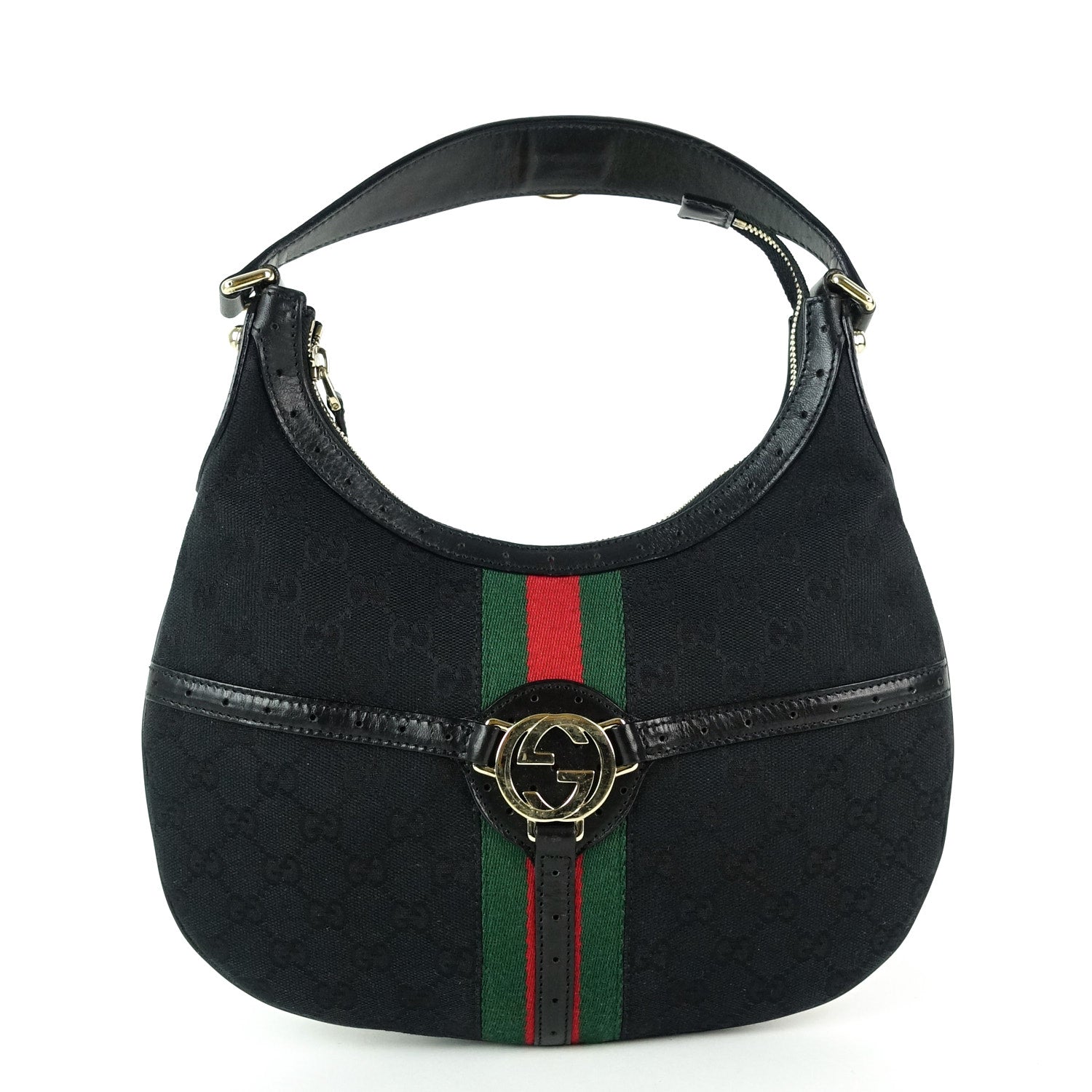 Gucci Web Reins Hobo Bag Canvas Monogram Travel Bag
