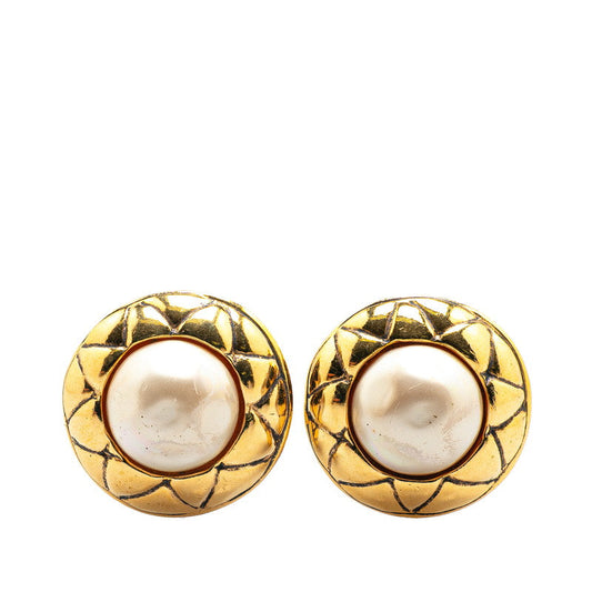 Gold Plated Faux Pearl Earrings Jewelry Clip Accessory