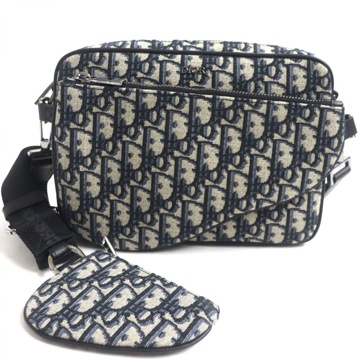 Dior Pouch Main: , Main: Navy X Mens Leather Canvas Travel Bag