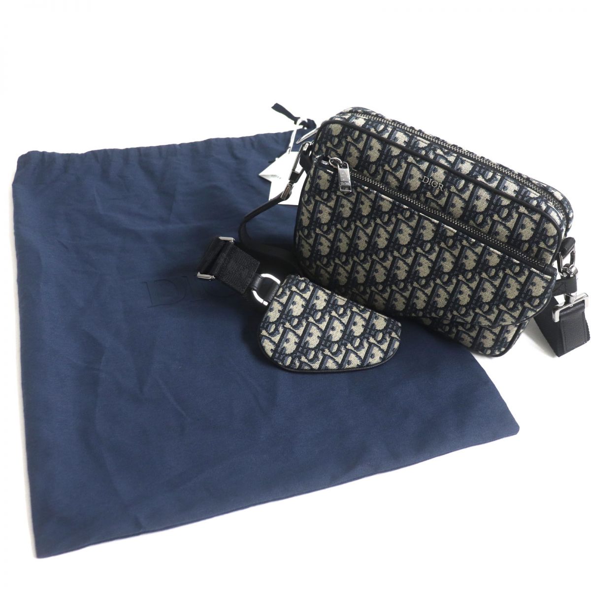 Dior Pouch Main: , Main: Navy X Mens Leather Canvas Travel Bag