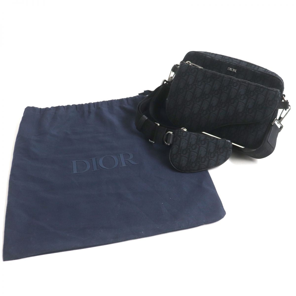 Dior Pouch Mens Handbag Canvas Black Travel Bag