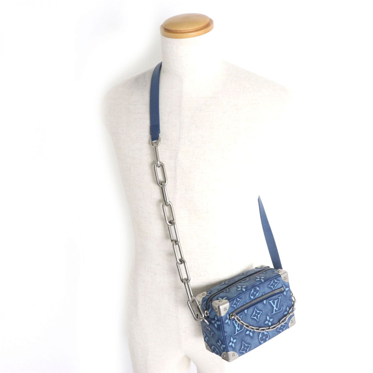 Louis Vuitton M21368 Soft Trunk Monogram Leather Blue Mini Shoulder Bag