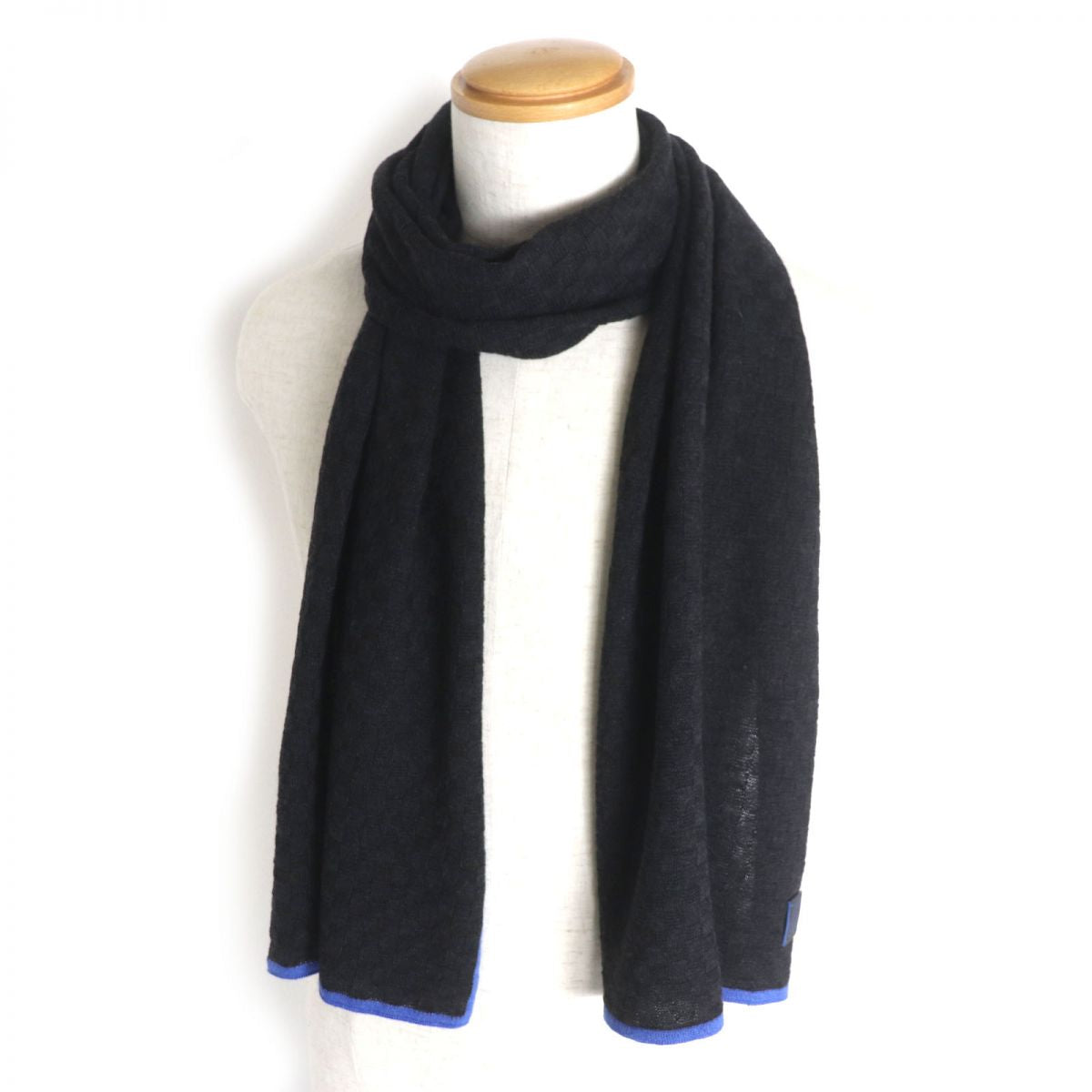 Louis Vuitton Scarf Part cowhide Dark x Wool Blue Gray