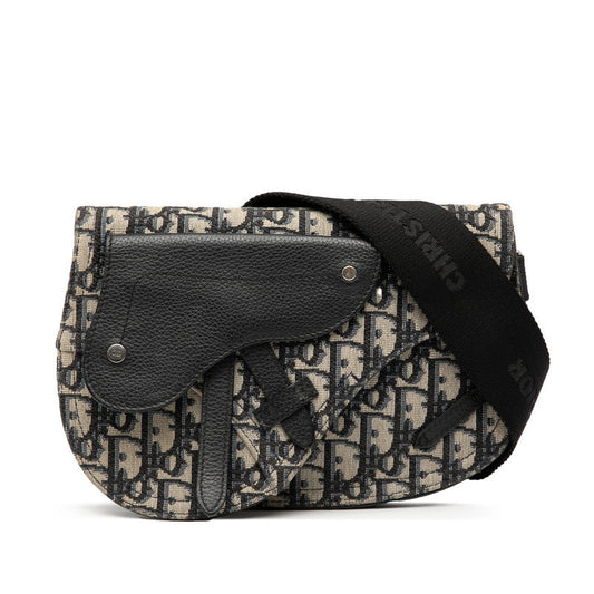 Dior Saddle Oblique 2Way Bag Leather Canvas Travel Bag