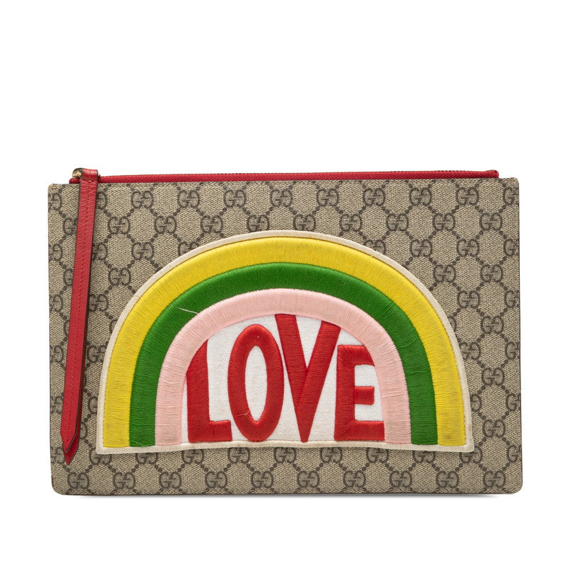 Gucci Supreme Rainbow Love Pvc Clutch Bag