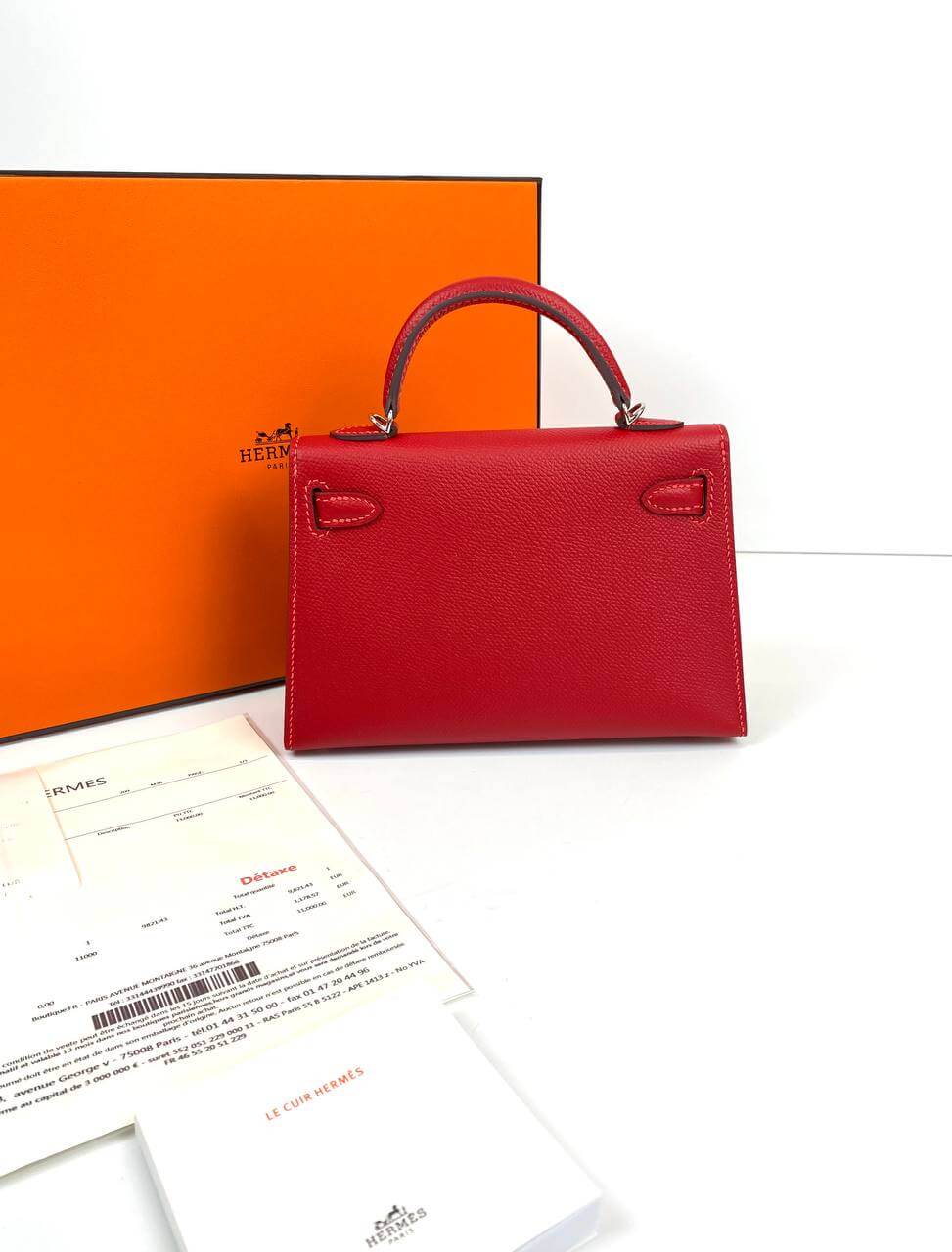 Hermes Luxury Kelly Sellier Bag Epsom Hardware Red Gold Travel Bag