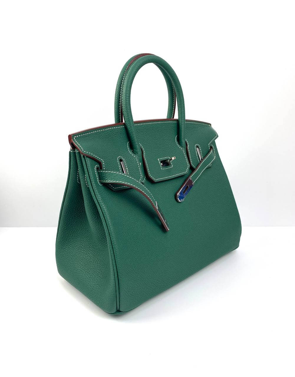 Hermes Luxury Birkin Biscuit Togo Palladium Hardware Handbag Leather Green Travel Bag