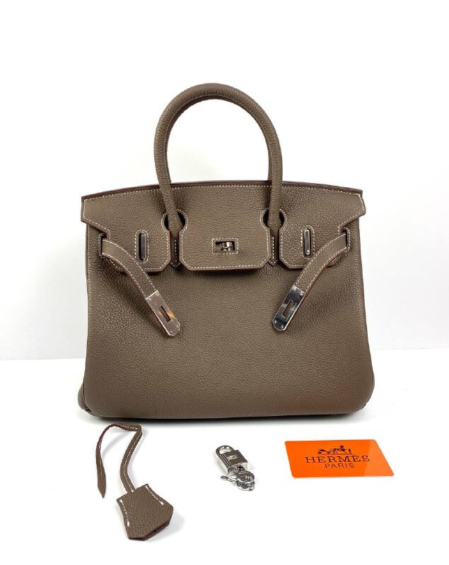 Hermes Luxury Birkin Biscuit Togo Light Palladium Hardware Leather Brown Travel Bag