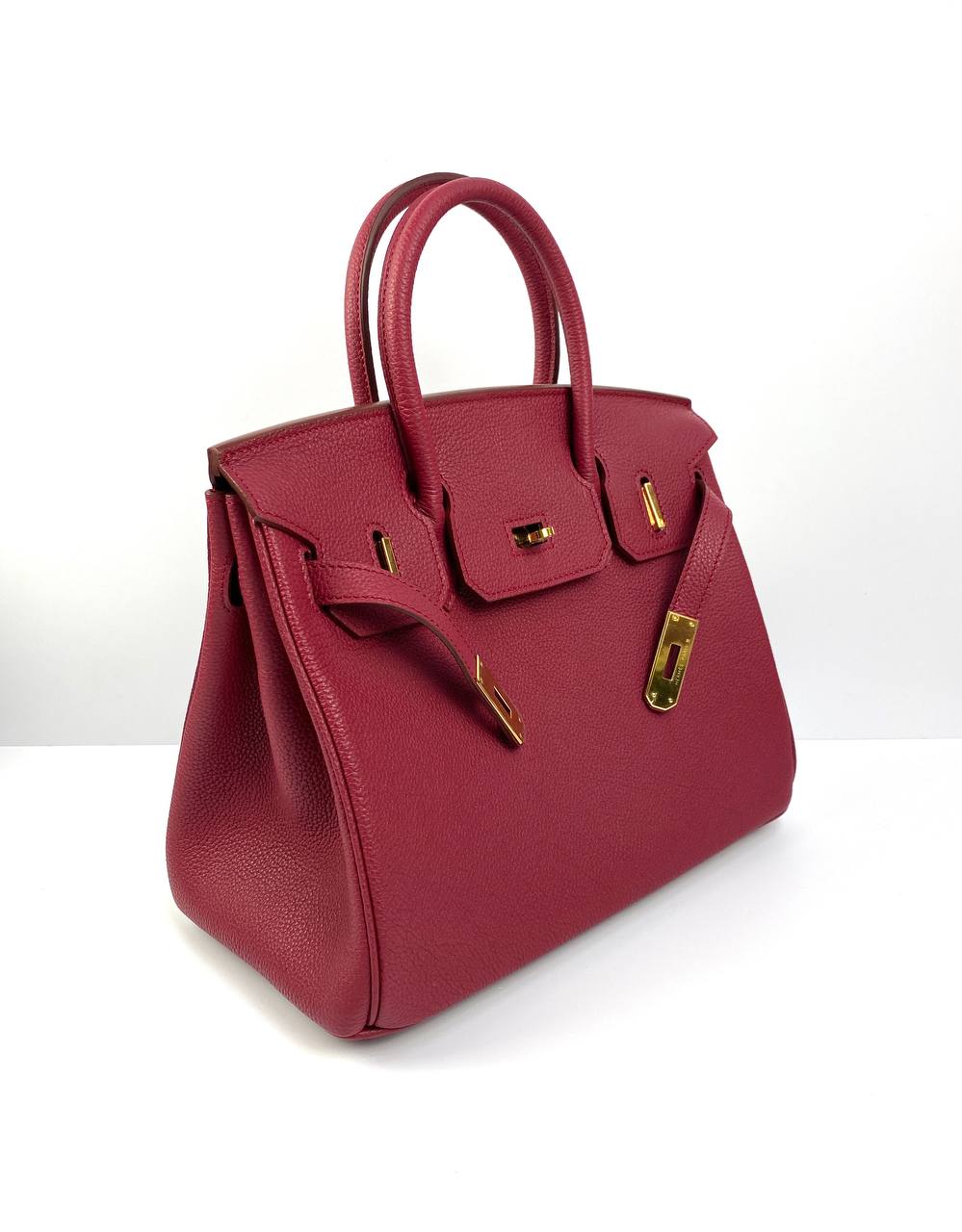 Hermes Luxury Birkin Biscuit Togo Hardware Handbag Leather Red Travel Bag