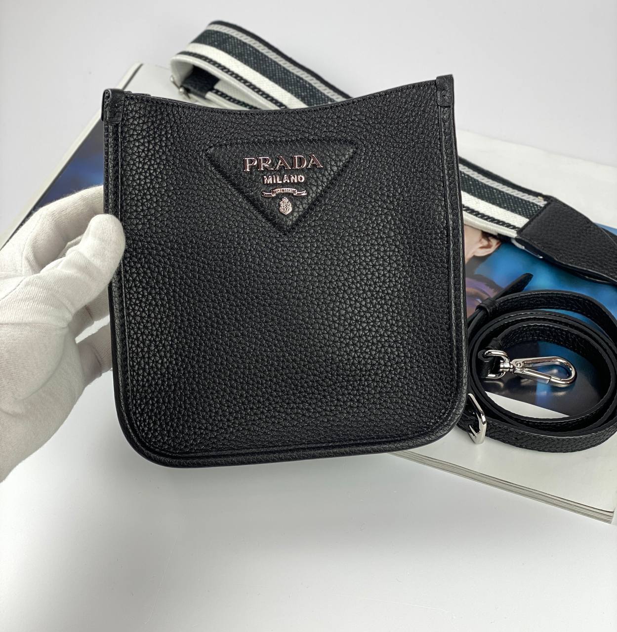 Prada Shoulder Bag Leather Black Mini