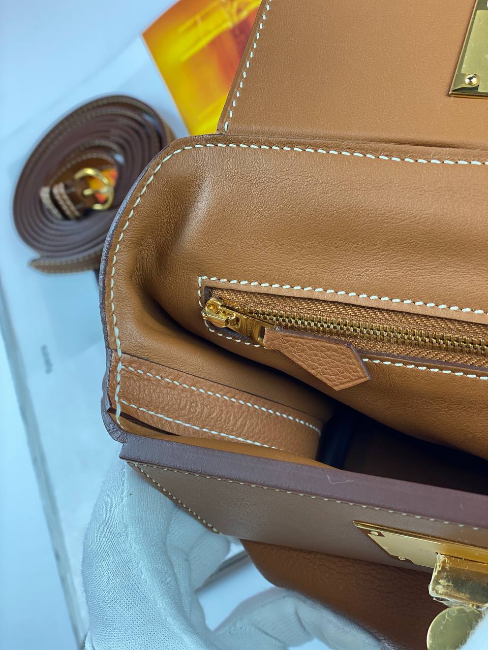 Hermes Luxury Bag Evercolor With Swift Hardware Brown Gold Travel Bag