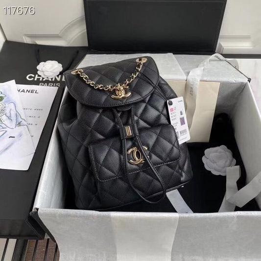 Chanel Duma Backpack Toned Hardware For Women Bags Black Gold Shoulder Bag