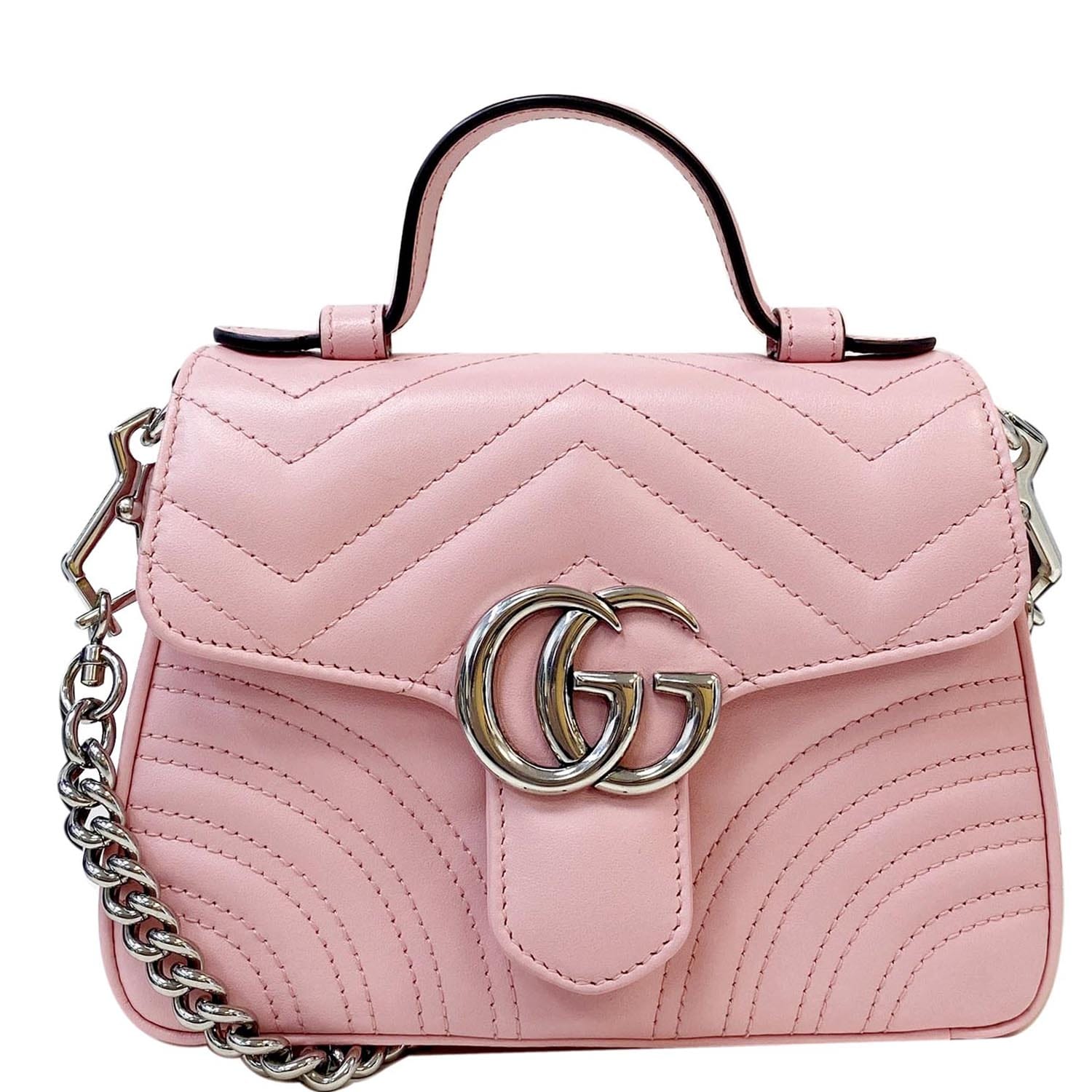 Gucci Marmont Top Handle Shoulder Bag Pastel Pink Mini