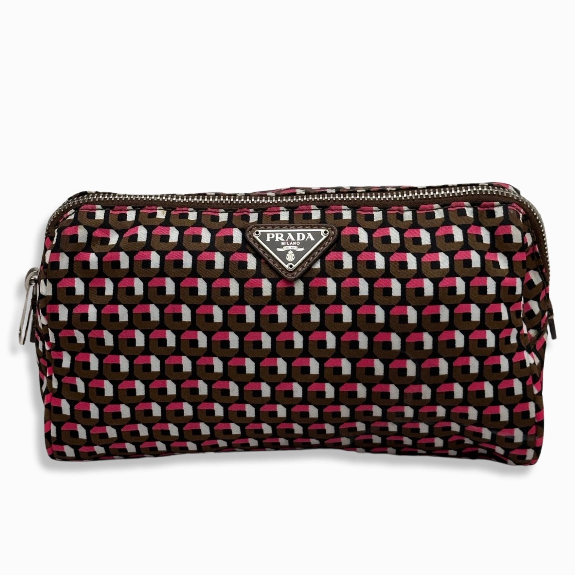 Prada Milano Tessuto Aysmetric Cosmetic Bag Nylon Tote Bag