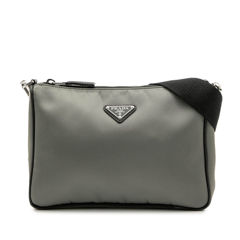 Prada 2Vh113 Shoulder Bag Leather Nylon
