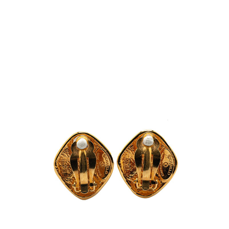 Chanel Gold Plated Matelassé Rhombus Earrings Jewelry