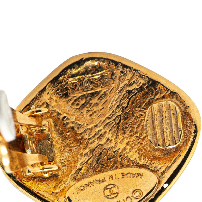Chanel Gold Plated Matelassé Rhombus Earrings Jewelry