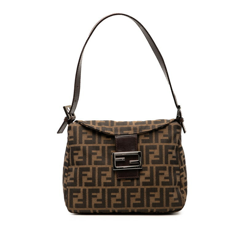 Fendi Mamma Baguette Zucca Handbag Leather Canvas Shoulder Bag