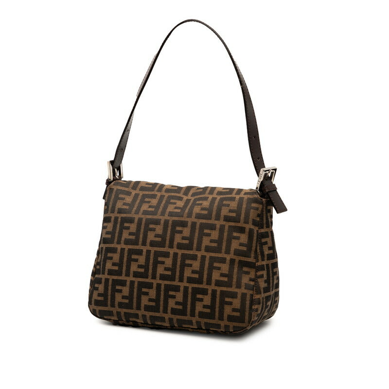 Fendi Mamma Baguette Zucca Handbag Leather Canvas Shoulder Bag