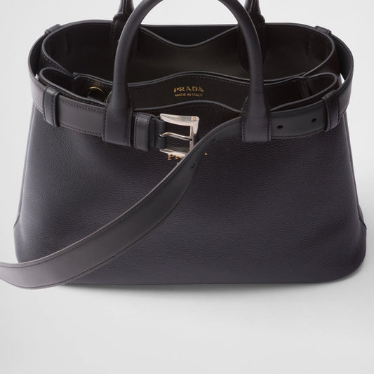 Prada Buckle Handbag With Belt Leather Small
