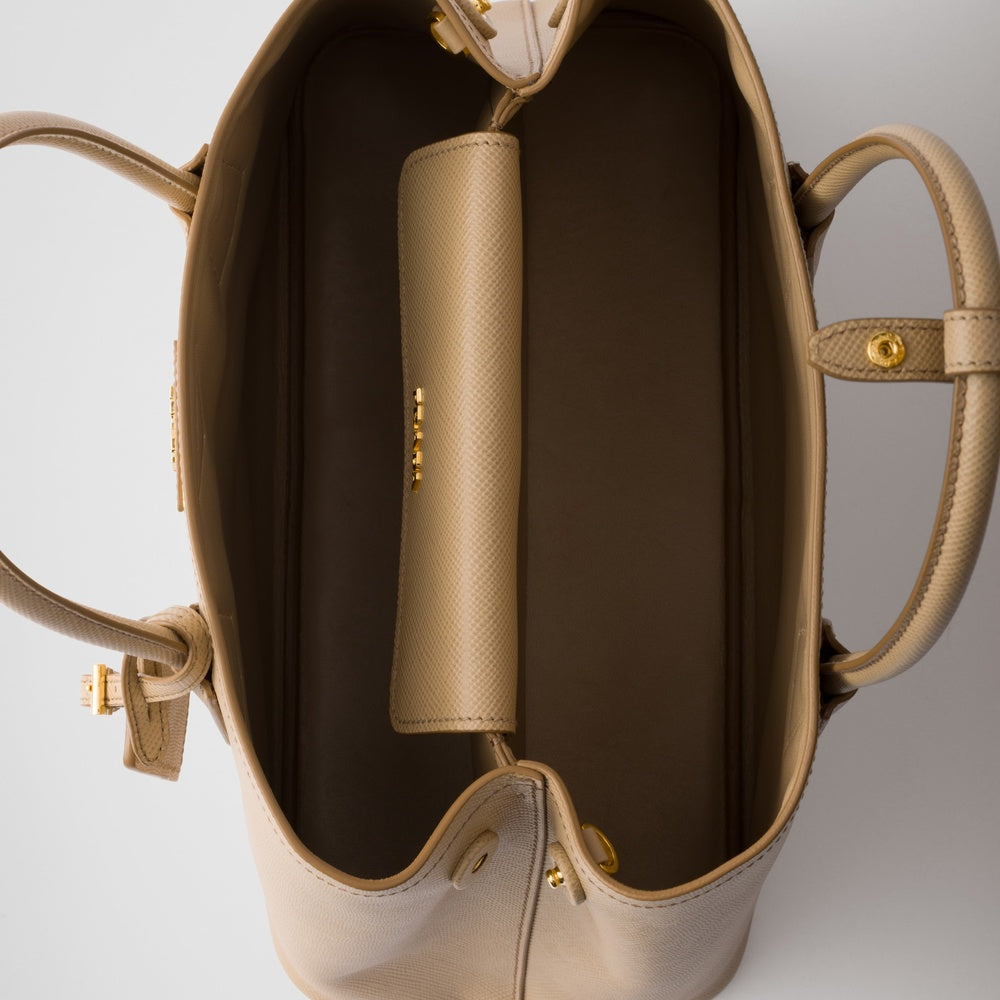 Prada Double Bag Leather Saffiano Medium Travel Bag