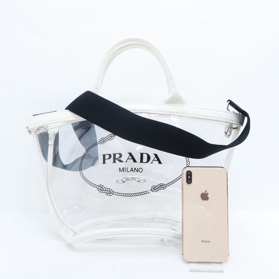 Prada Pvc Tote White Logo Tote Bag