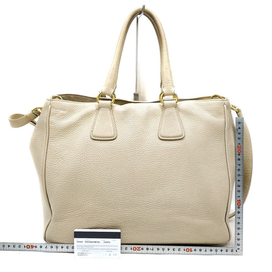 Prada Hand Bag Leather Beige Travel Bag