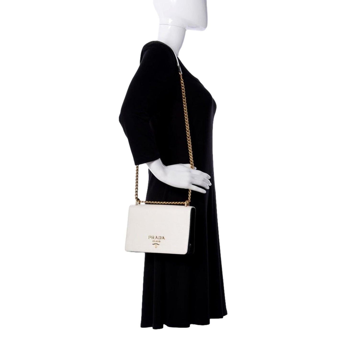 Prada Bianco Crossbody Bag Leather Saffiano Black