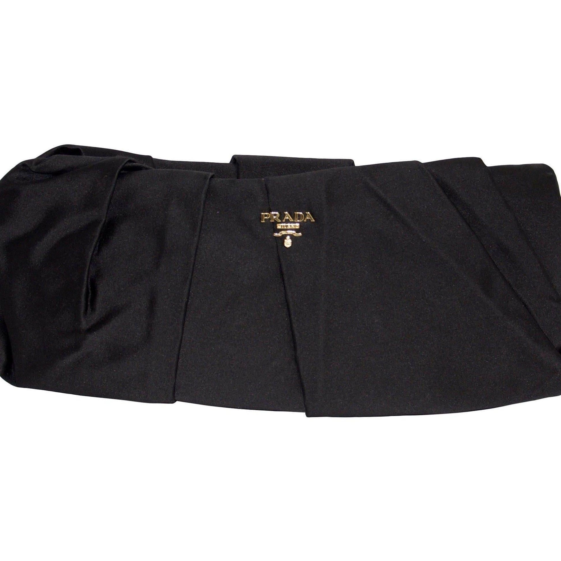 Prada Pleated Raso Clutch Handbag Black Clutch Bag