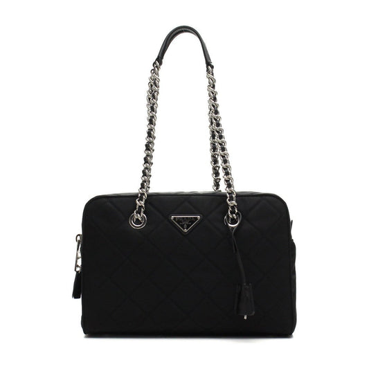 Prada Tessuto Shoulder Handbag Nylon Quilted Black Shoulder Bag