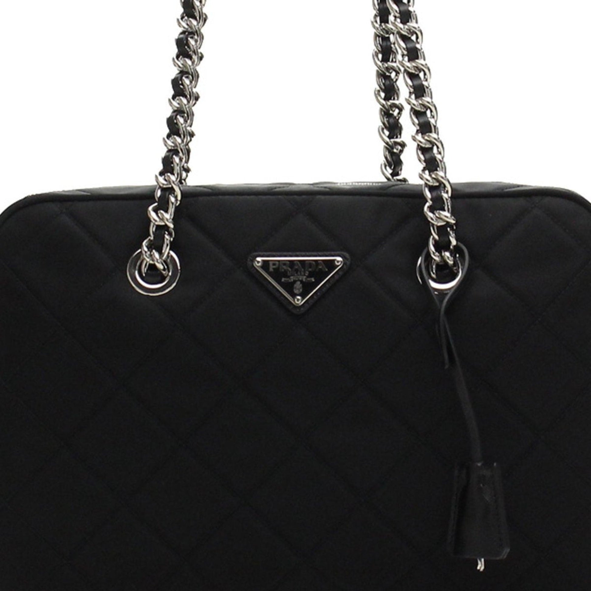 Prada Tessuto Shoulder Handbag Nylon Quilted Black Shoulder Bag