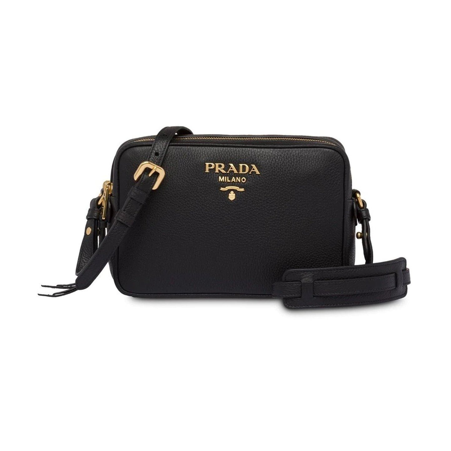Prada Phenix Double Cross Body Bag Leather Vitello Black Crossbody Bag